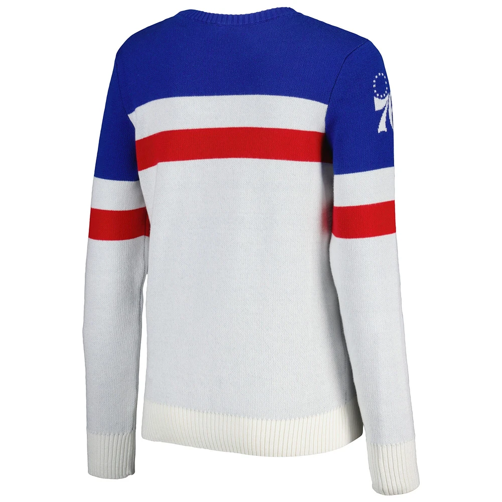 Women's Lusso Royal/Cream Philadelphia 76ers Dominique Pullover Sweater