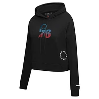 Women's Pro Standard Black Philadelphia 76ers Jewels Cropped Pullover Hoodie