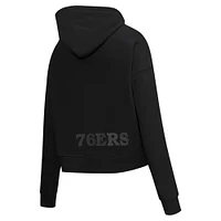 Women's Pro Standard Black Philadelphia 76ers Jewels Cropped Pullover Hoodie