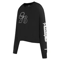 Women's Pro Standard Black Philadelphia 76ers Paint The City Cropped Pullover Sweatshirt