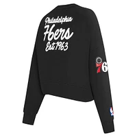 Women's Pro Standard Black Philadelphia 76ers Paint The City Cropped Pullover Sweatshirt