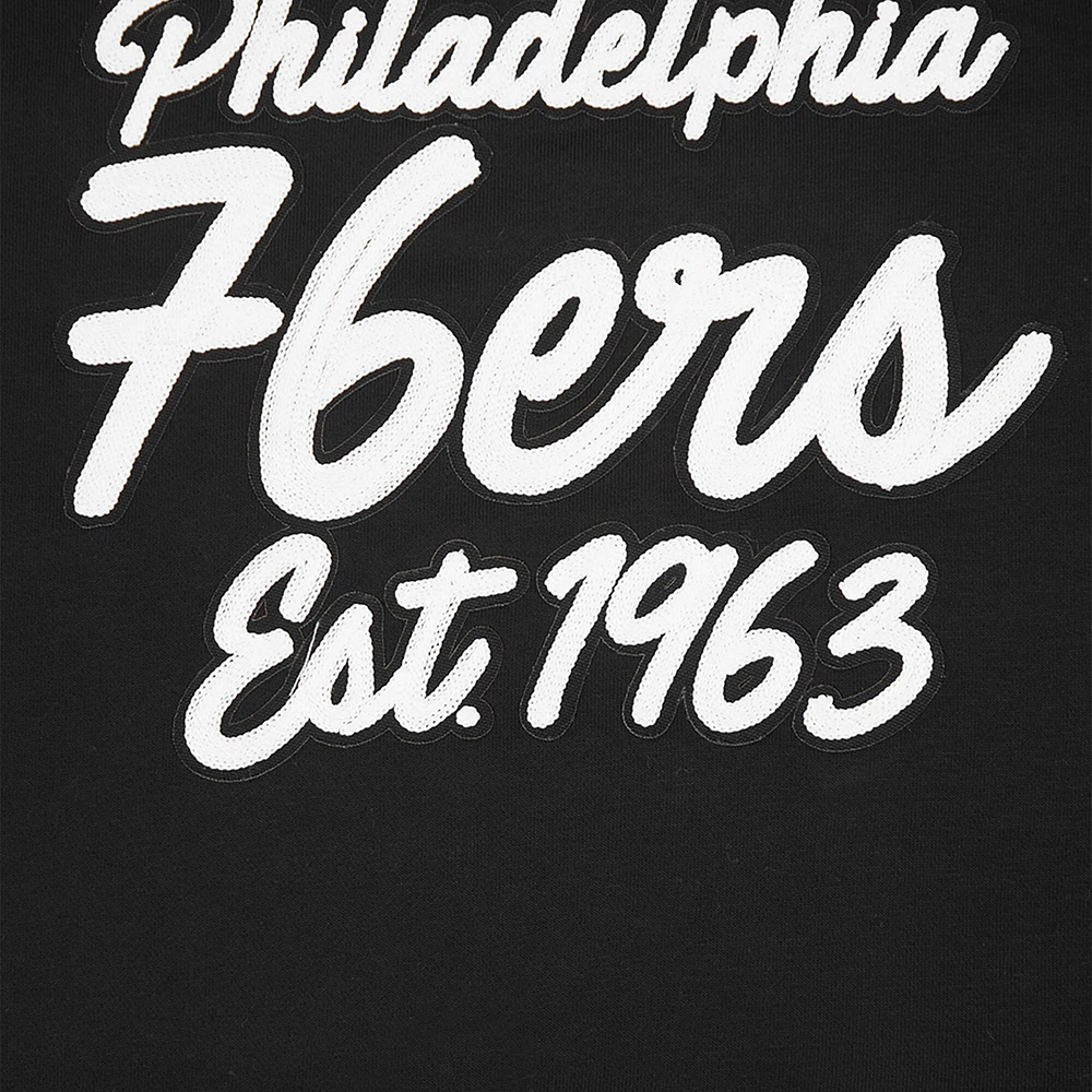 Women's Pro Standard Black Philadelphia 76ers Paint The City Cropped Pullover Sweatshirt