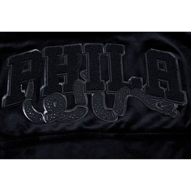 Sweat à capuche entièrement zippé en velours noir triple Pro Standard Philadelphia 76ers pour femmes