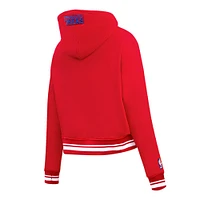 Women's Pro Standard Red Philadelphia 76ers Script Tail Cropped Pullover Hoodie
