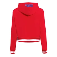 Women's Pro Standard Red Philadelphia 76ers Script Tail Cropped Pullover Hoodie
