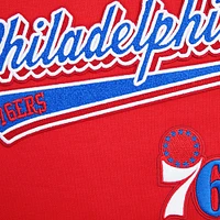 Women's Pro Standard Red Philadelphia 76ers Script Tail Cropped Pullover Hoodie