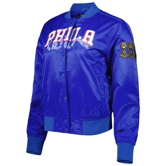 Veste à bouton-pression en satin Pro Standard Royal Philadelphia 76ers Classics pour femme
