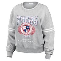 Women's WEAR by Erin Andrews Heather Gray Philadelphia 76ers French Terry Pullover Sweatshirt