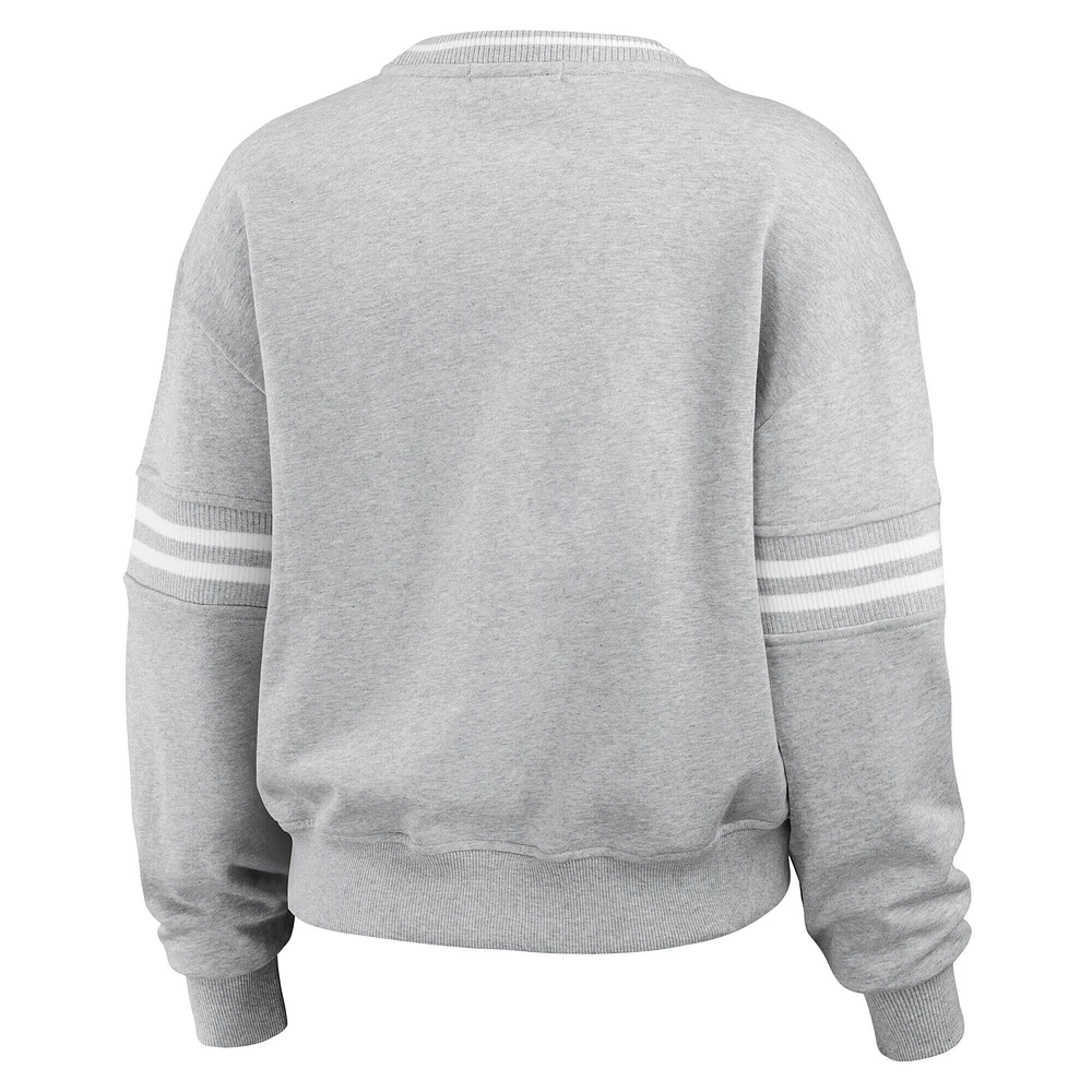 Women's WEAR by Erin Andrews Heather Gray Philadelphia 76ers French Terry Pullover Sweatshirt