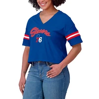 Women's WEAR by Erin Andrews Royal Philadelphia 76ers Color Block Boxy V-Neck T-Shirt