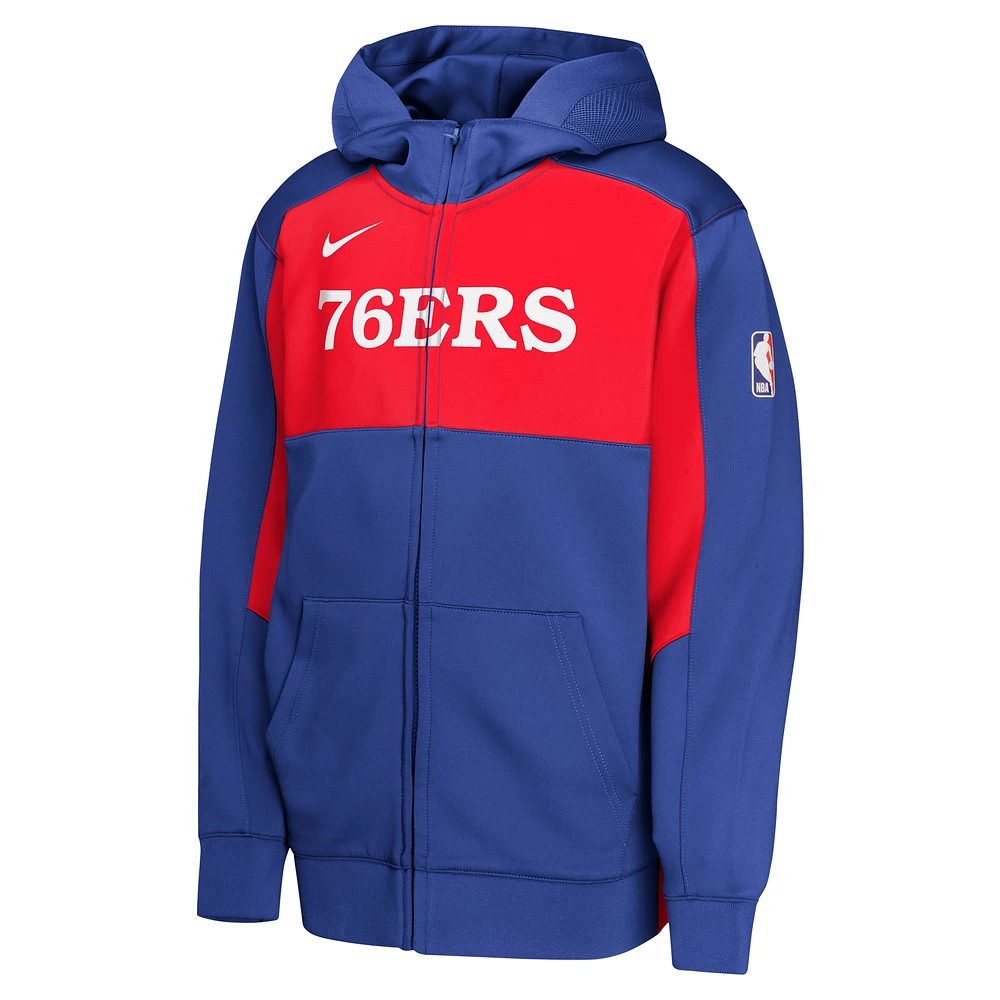 Youth Nike Royal/Red Philadelphia 76ers Authentic On-Court Showtime Performance Full-Zip Hoodie