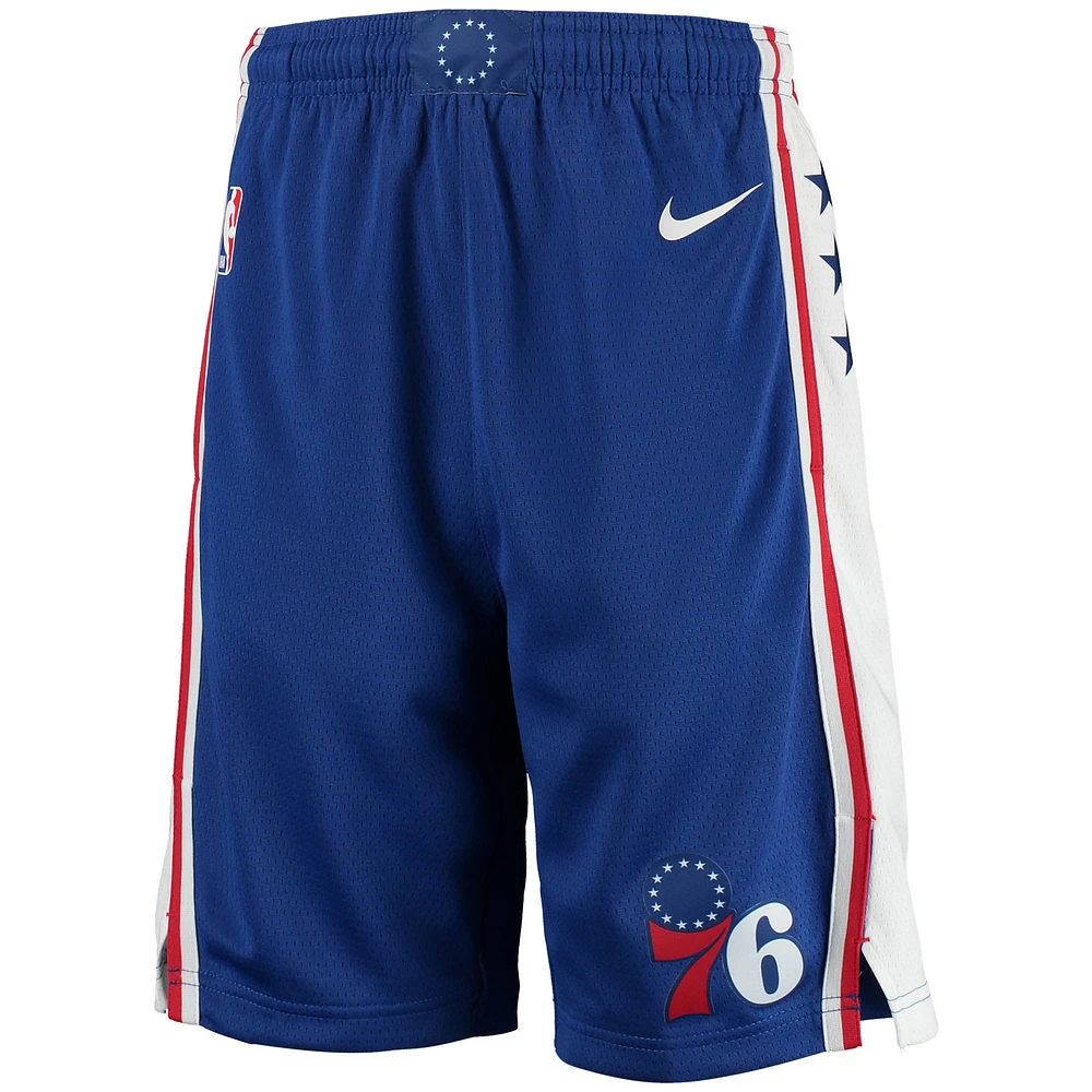 Youth Nike Royal Philadelphia 76ers 2020/21 Swingman Shorts - Icon Edition