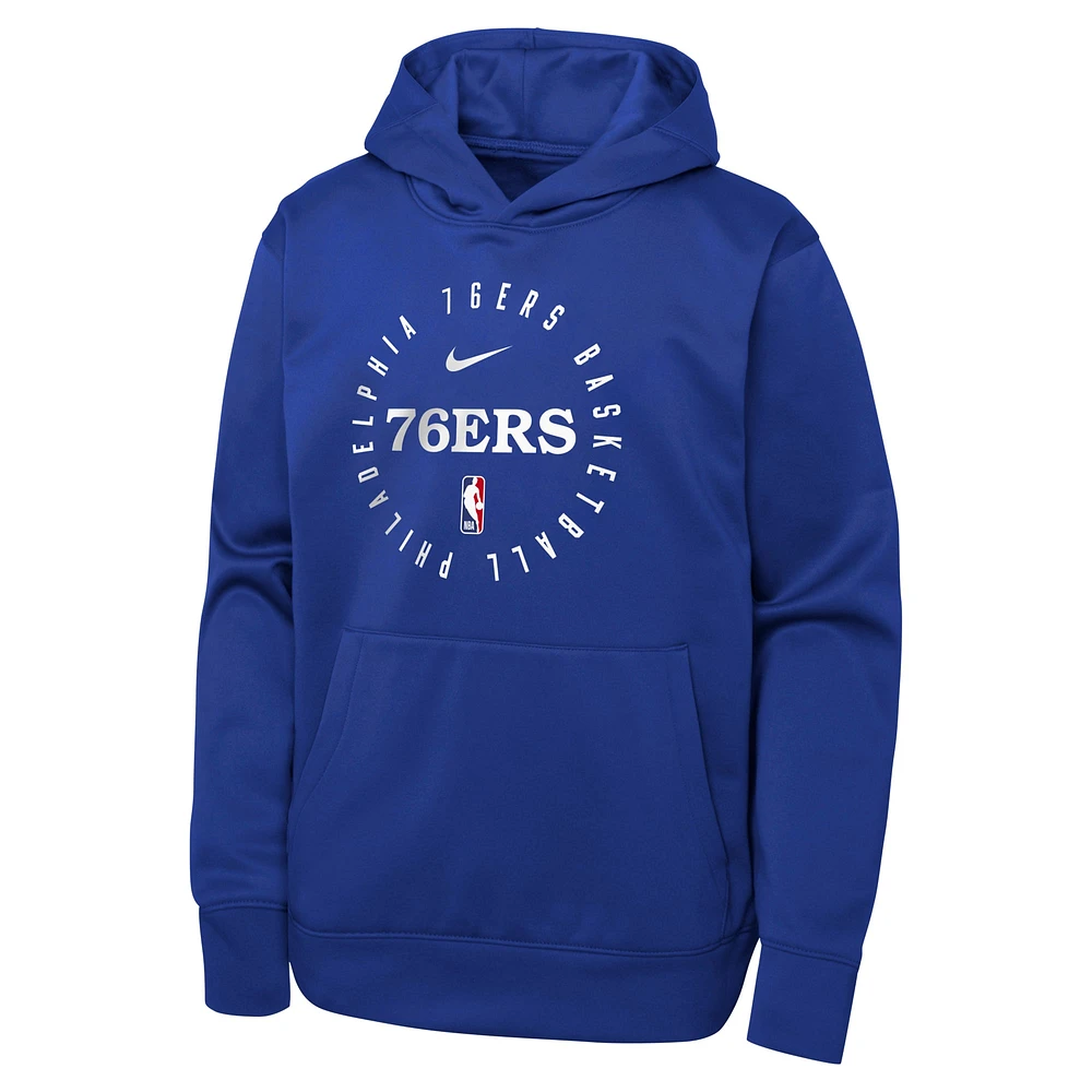 Youth Nike Royal Philadelphia 76ers Performance Practice Spotlight Pullover Hoodie