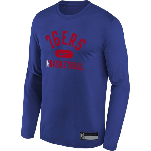 Junior Nike Royal Philadelphia 76ers Team Essential Practice - T-shirt Performance à manches longues