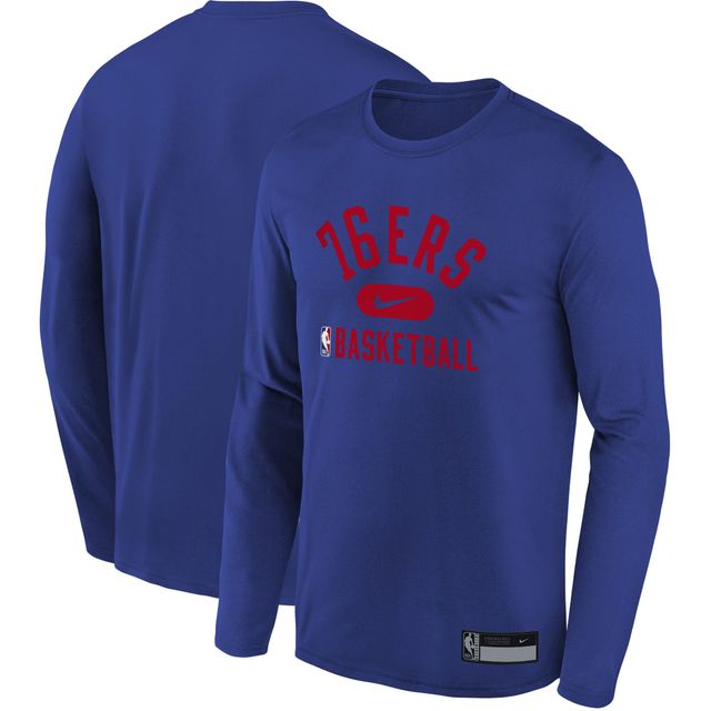 Junior Nike Royal Philadelphia 76ers Team Essential Practice - T-shirt Performance à manches longues