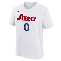 Youth Nike Tyrese Maxey White Philadelphia 76ers 2024/25 City Edition Name & Number T-Shirt