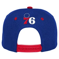 Casquette Snapback à visière brodée avec panneau arrière pour jeunes Philadelphia 76ers Royal/Red