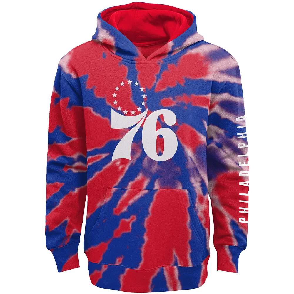 Youth Royal/Red Philadelphia 76ers Statement Edition Tie-Dye - Pullover Hoodie