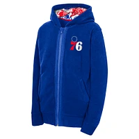 Youth Royal Philadelphia 76ers Key Line Sherpa Full-Zip Hoodie
