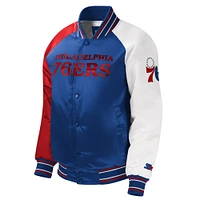 Youth Starter Royal Philadelphia 76ers Raglan Full-Snap Varsity Jacket