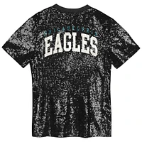 Girls Youth Black Philadelphia Eagles Wordmark Sequin V-Neck Top