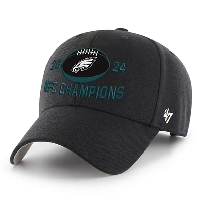 Casquette ajustable MVP des Philadelphia Eagles 2024 NFC Champions '47 Black pour homme
