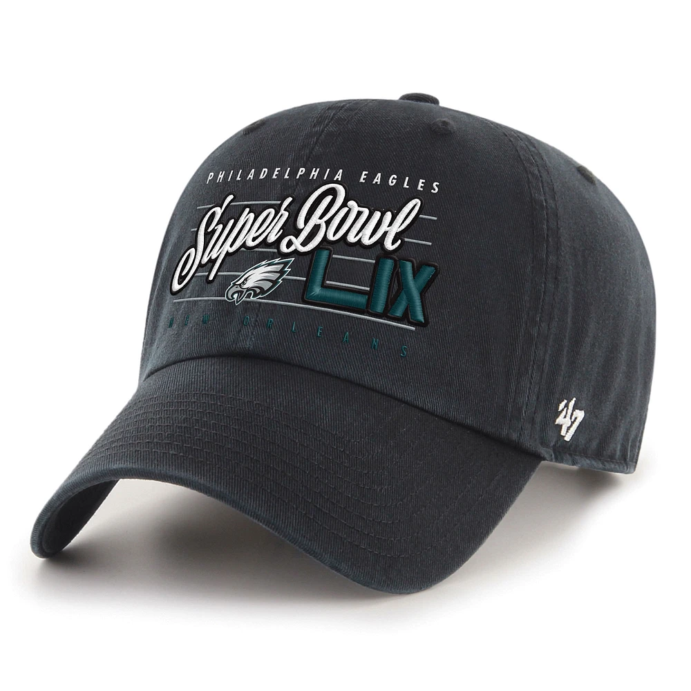 Casquette ajustable noire Philadelphia Eagles '47 pour homme Super Bowl LIX Cleanup