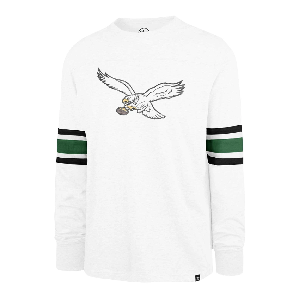 Men's '47 White Philadelphia Eagles Gridiron Throwback Premier Brex Long Sleeve T-Shirt