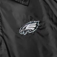 Men's Black Philadelphia Eagles Coaches Classic Raglan Full-Snap Windbreaker Jacket