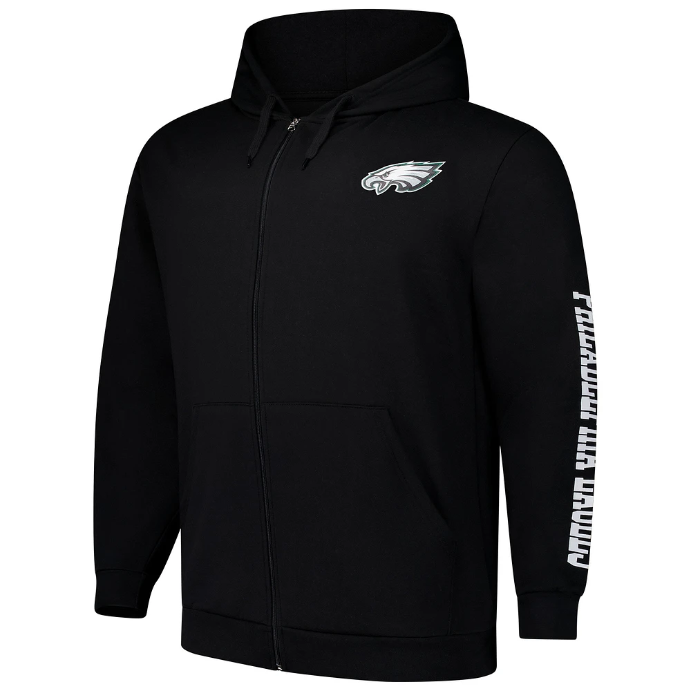 Men's Fanatics  Black Philadelphia Eagles Big & Tall Full-Zip Hoodie