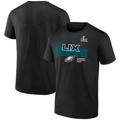 T-shirt Fanatics pour homme noir Philadelphia Eagles Super Bowl LIX Champions Legacy Iconic Victory