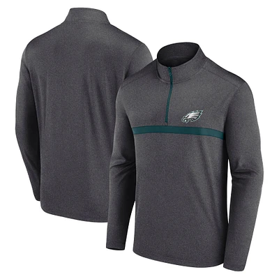 Men's Fanatics  Heather Gray Philadelphia Eagles Head-to-Head Quarter-Zip Pullover