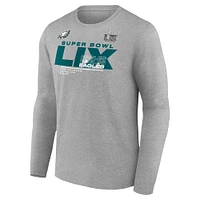 Men's Fanatics  Heather Gray Philadelphia Eagles Super Bowl LIX Quick Pass Long Sleeve T-Shirt