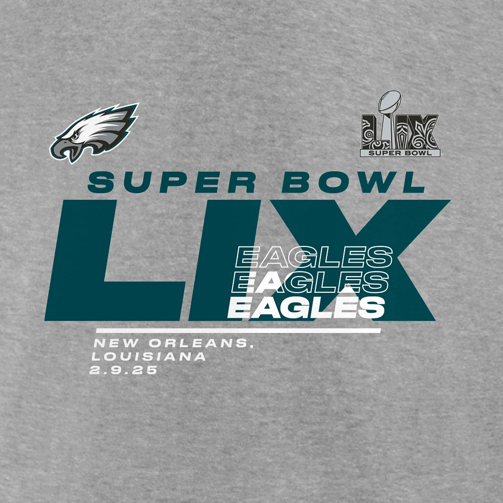 Men's Fanatics  Heather Gray Philadelphia Eagles Super Bowl LIX Quick Pass Long Sleeve T-Shirt