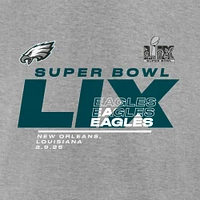 Men's Fanatics  Heather Gray Philadelphia Eagles Super Bowl LIX Quick Pass Long Sleeve T-Shirt