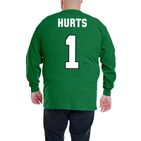 Men's Fanatics Jalen Hurts Kelly Green Philadelphia Eagles Big & Tall Thermal Waffle Long Sleeve T-Shirt