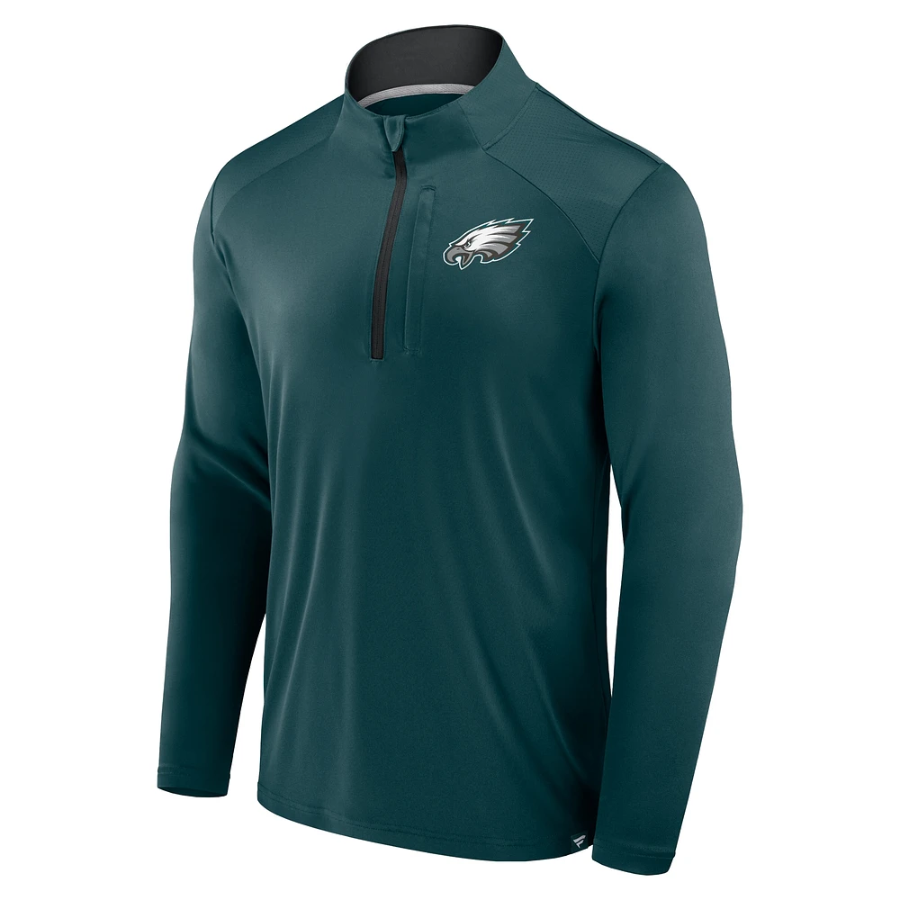 Men's Fanatics Midnight Green Philadelphia Eagles Defender Long Sleeve Quarter-Zip Jacket