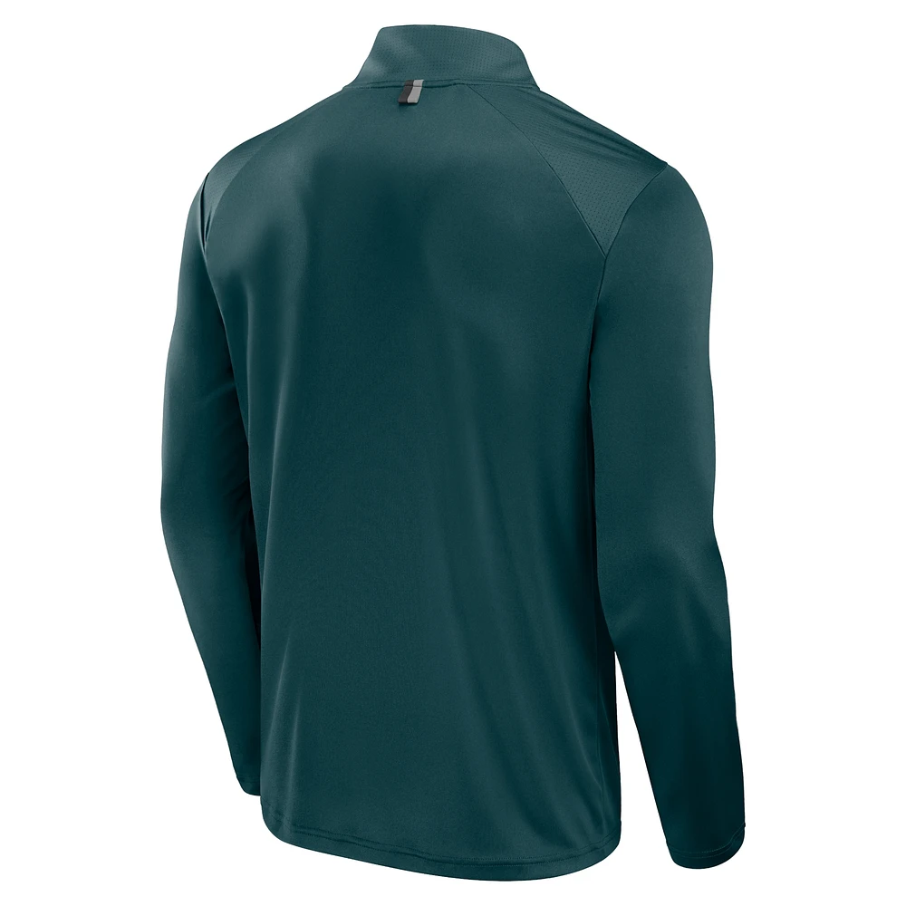 Men's Fanatics Midnight Green Philadelphia Eagles Defender Long Sleeve Quarter-Zip Jacket