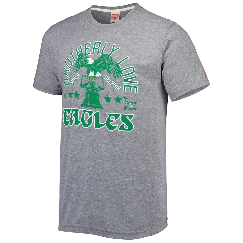 Men's Homage Gray Philadelphia Eagles Hyper Local Tri-Blend T-Shirt