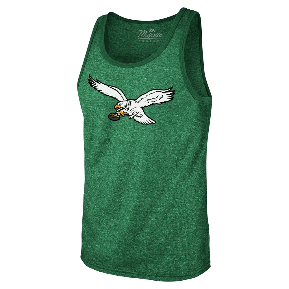 Men's Majestic Threads Jalen Hurts Kelly Green Philadelphia Eagles Tri-Blend Player Name & Number Tank Top