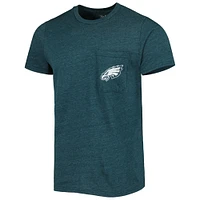 Men's Majestic Threads Midnight Green Philadelphia Eagles Tri-Blend Pocket T-Shirt