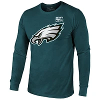 Men's Majestic Threads Saquon Barkley Midnight Green Philadelphia Eagles Super Bowl LIX Player Name & Number Tri-Blend Long Sleeve T-Shirt