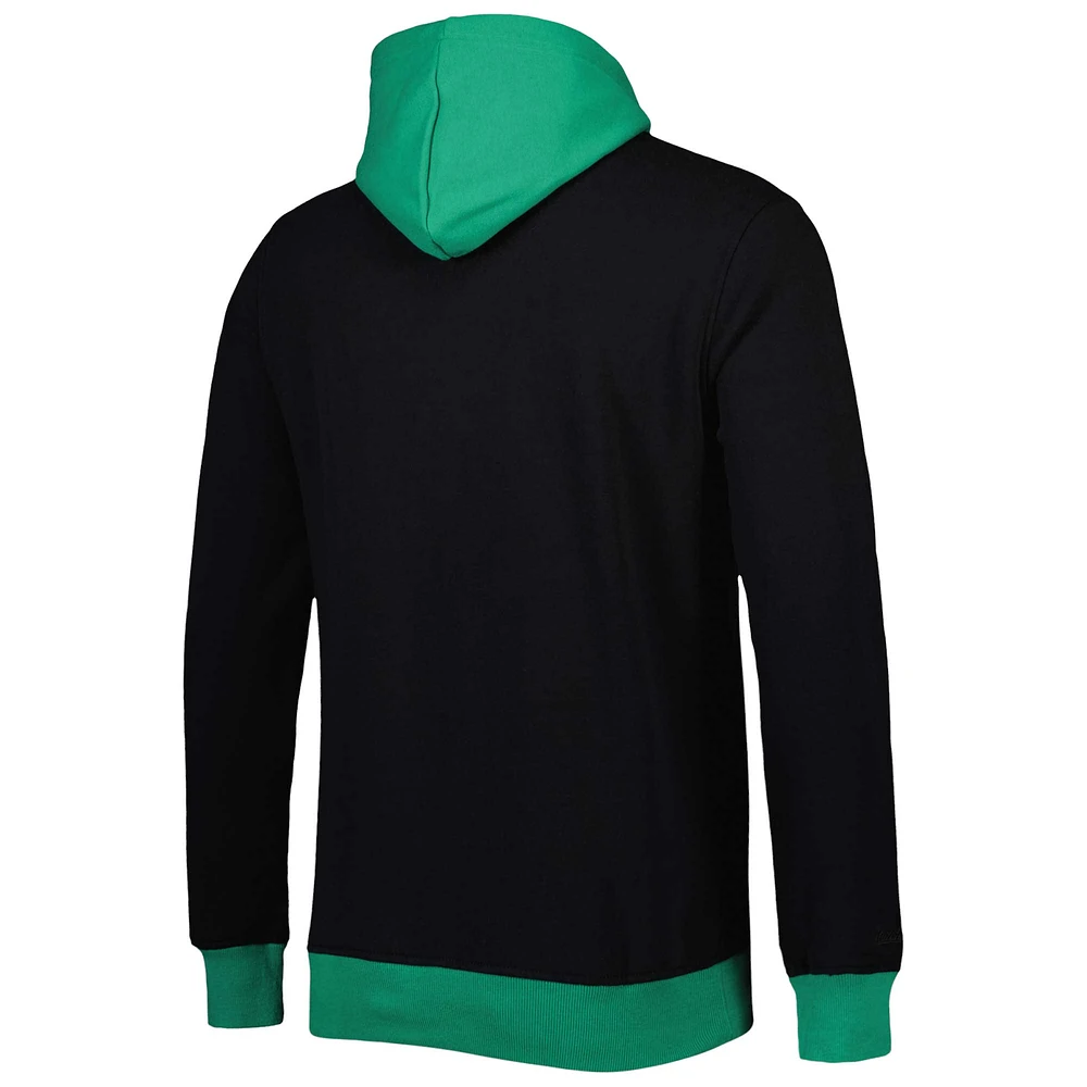Men's Mitchell & Ness Black/Midnight Green Philadelphia Eagles Big Tall Face Pullover Hoodie