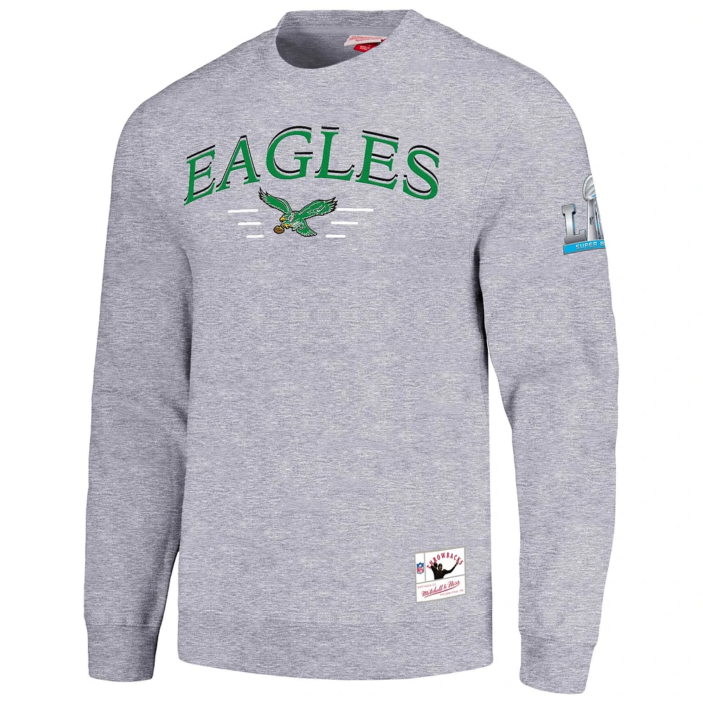 Sweat-shirt gris Mitchell & Ness Philadelphia Eagles Rings 2.0 pour hommes