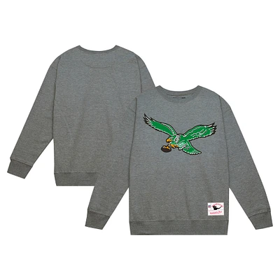 Sweat-shirt en molleton basique gris chiné pour homme Mitchell & Ness Philadelphia Eagles