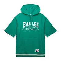 Men's Mitchell & Ness Kelly Green Philadelphia Eagles Pre-Game Short Sleeve Pullover Hoodie
