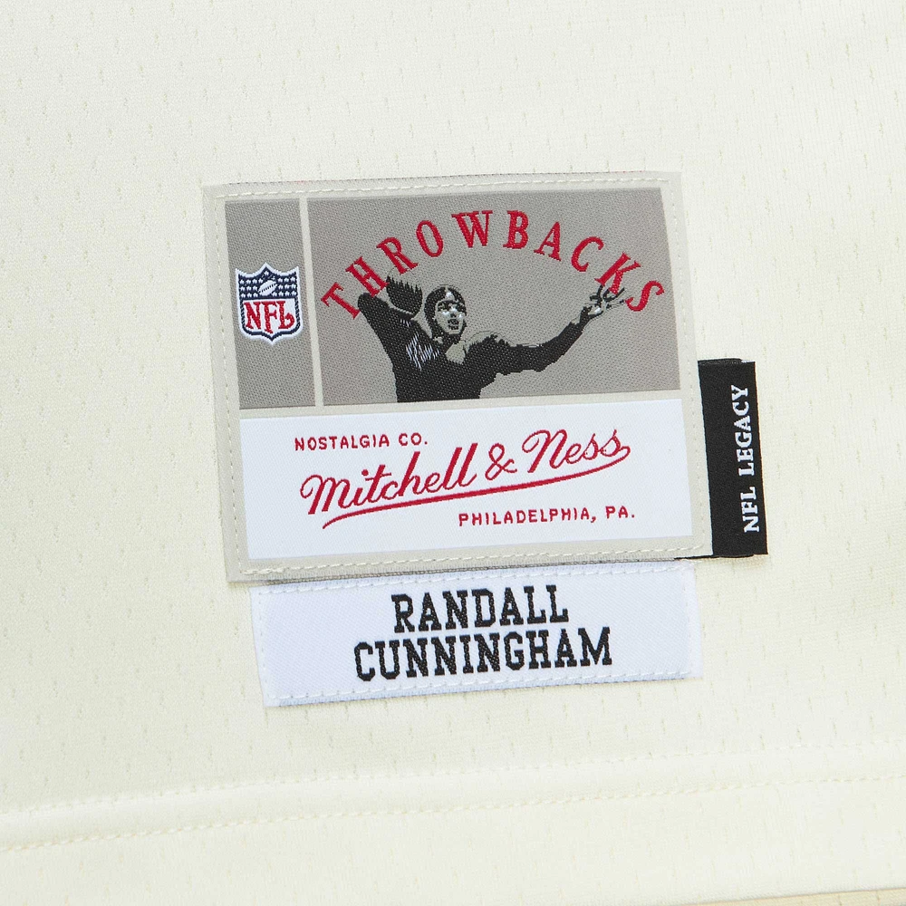Men's Mitchell & Ness Randall Cunningham Cream Philadelphia Eagles Chainstitch Legacy Jersey