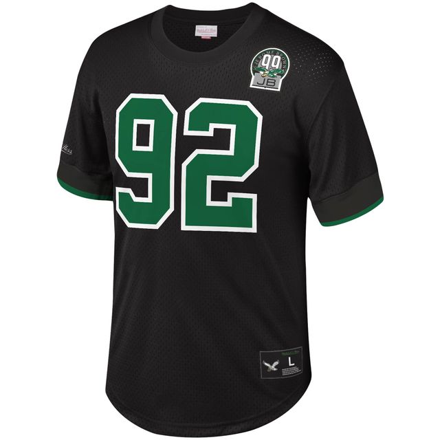 Mitchell & Ness Reggie pour hommes, blanc et noir, nom numéro du joueur retraité des Eagles de Philadelphie, haut en maille