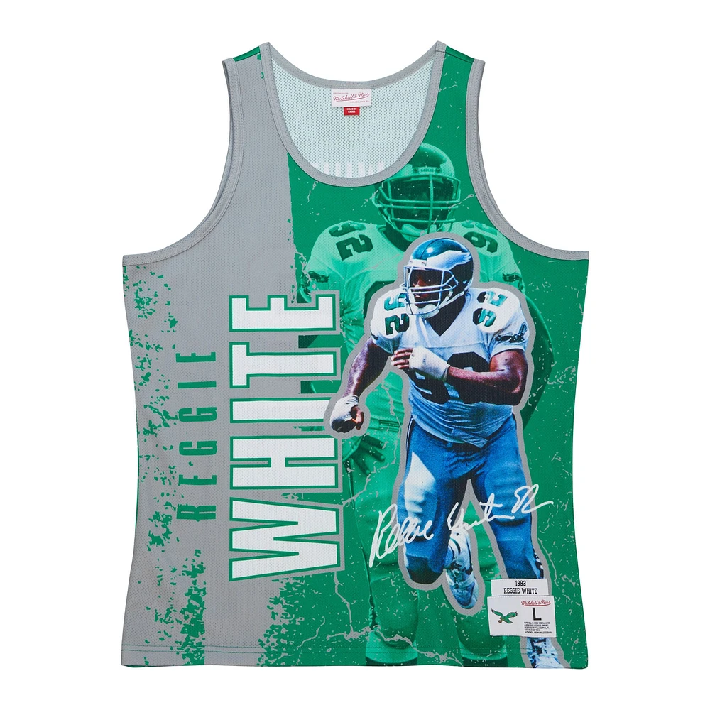 Men's Mitchell & Ness Reggie White Kelly Green Philadelphia Eagles 1992 Player Burst Tank Top