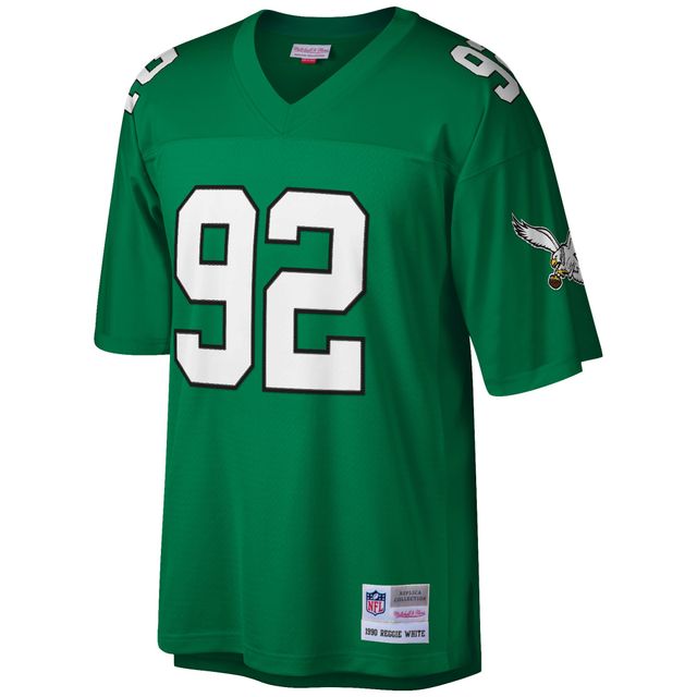 Maillot réplique de joueur retraité 1990 des Philadelphia Eagles Mitchell & Ness Reggie White Kelly Green Big Tall pour homme
